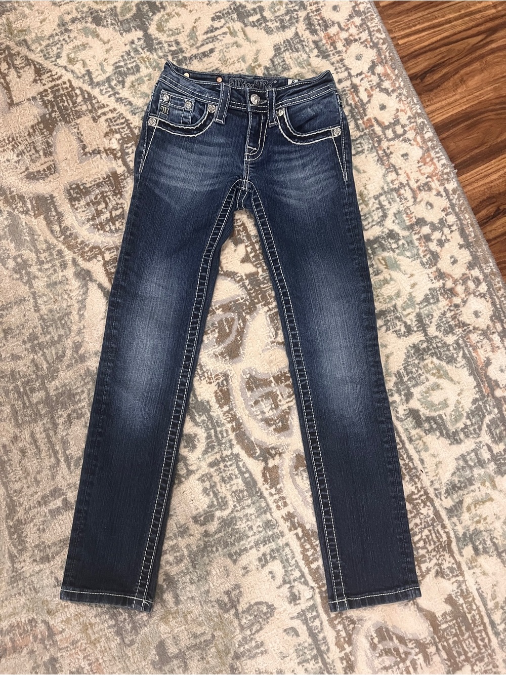 Miss Me Indigo Skinny Jeans with White Topstitch
